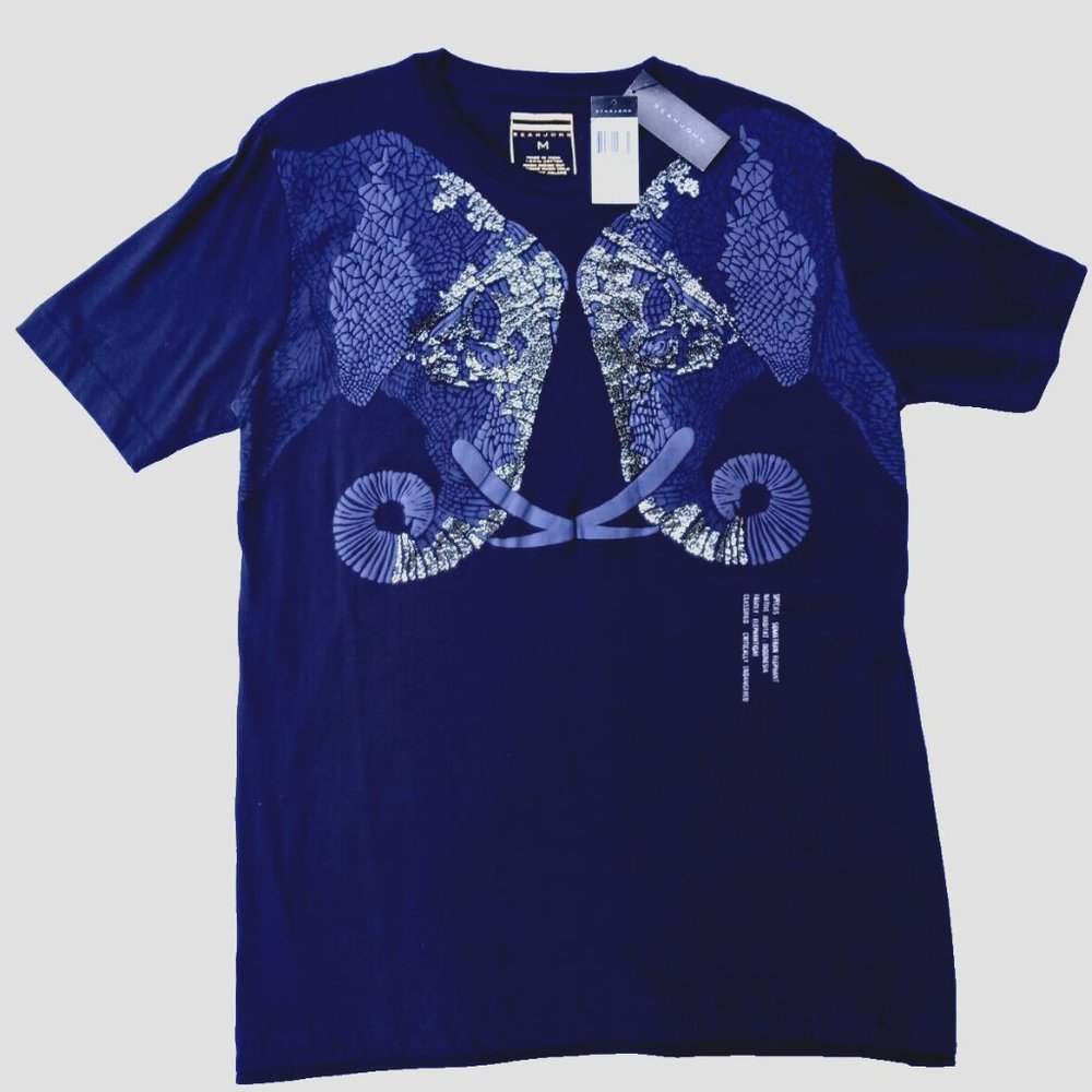 NWT Sean John Men Dark Blue Sumatran Graphics T-Shirt Sz Medium 100% Cotton